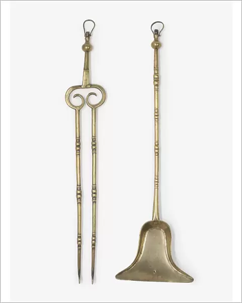 Brass tongs and shovel