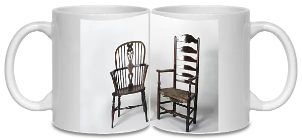 Windsor armchair and ladder-back armchair