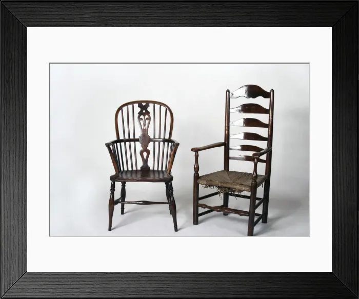 Framed Print : Windsor armchair and ladder-back armchair Framed Print : Windsor armchair and ladder-back armchair