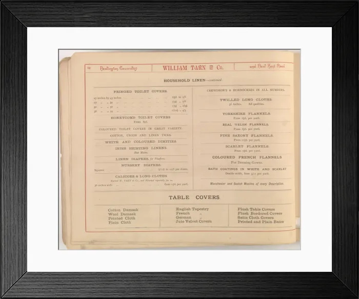 Framed Print : Page from William Tarn and Co.s Illustrated Catalogue: wit Framed Print : Page from William Tarn and Co.s Illustrated Catalogue: wit