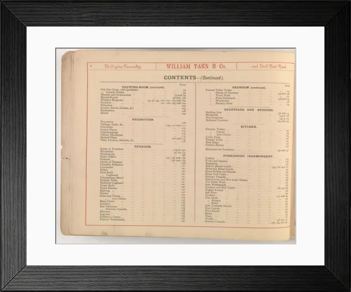 Framed Print : Page from William Tarn and Co.s Illustrated Catalogue: wit Framed Print : Page from William Tarn and Co.s Illustrated Catalogue: wit
