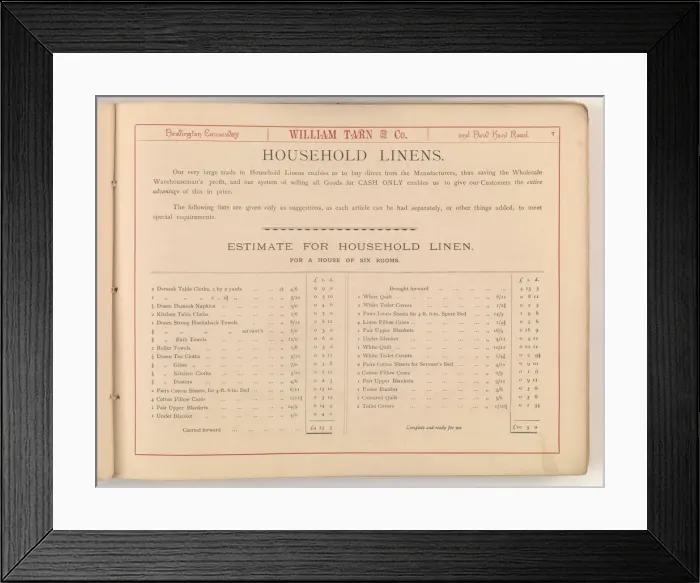 Framed Print : Page from William Tarn and Co.s Illustrated Catalogue: wit Framed Print : Page from William Tarn and Co.s Illustrated Catalogue: wit