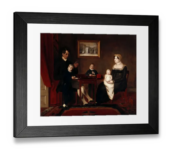 Framed Print : Group portrait of an unidentified family in a domestic inter Framed Print : Group portrait of an unidentified family in a domestic inter