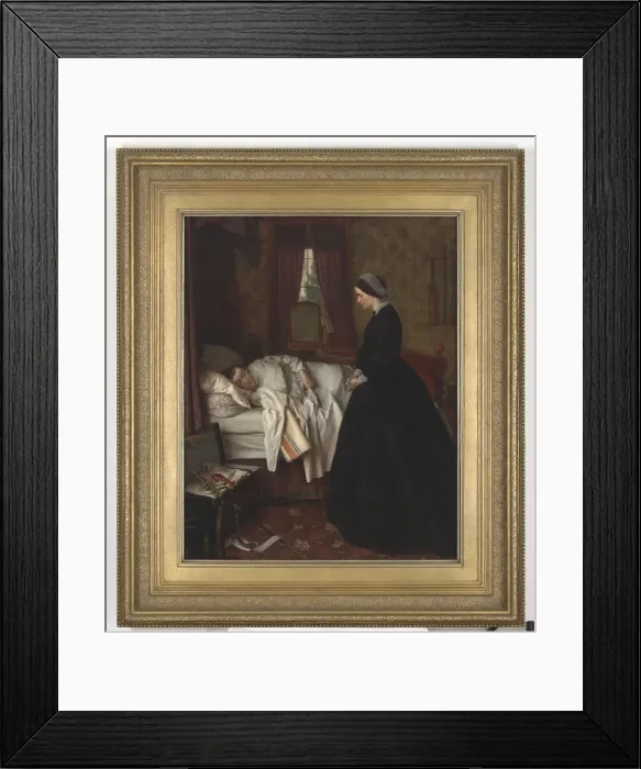 Framed Print : Domestic interior with a sleeping soldier Framed Print : Domestic interior with a sleeping soldier