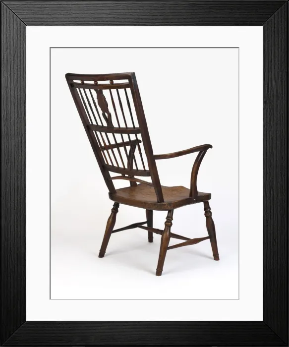 Framed Print : Fruitwood armchair with high back described as a Mendlesham Framed Print : Fruitwood armchair with high back described as a Mendlesham