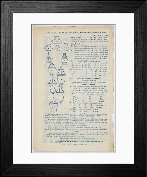 Framed Print : Price list, back cover