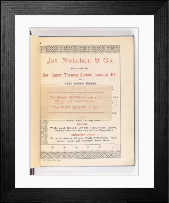 Framed Print : Page from Catalogue of Materials for House Painting and Gla Framed Print : Page from Catalogue of Materials for House Painting and Gla