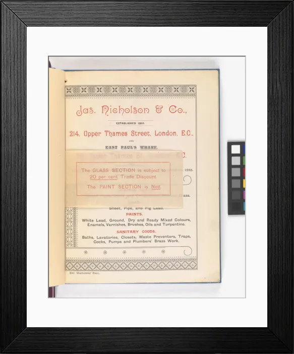 Framed Print : Page from Catalogue of Materials for House Painting and Gla Framed Print : Page from Catalogue of Materials for House Painting and Gla