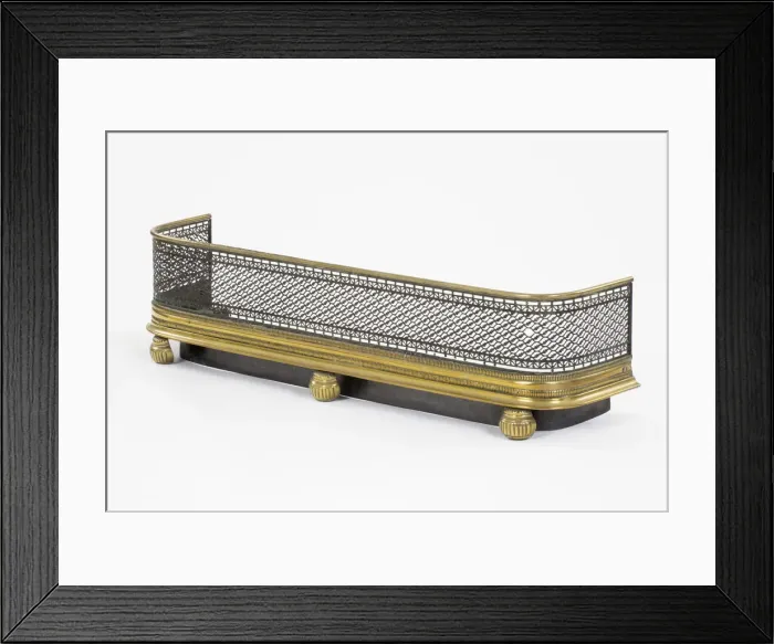 Framed Print : Fender. Brass fender with rounded corners, pierced metal fretwork Framed Print : Fender. Brass fender with rounded corners, pierced metal fretwork