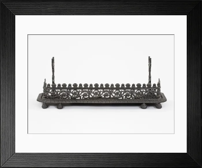 Framed Print : Fender. Blackened copper alloy fender with scrolling foliate decoration Framed Print : Fender. Blackened copper alloy fender with scrolling foliate decoration
