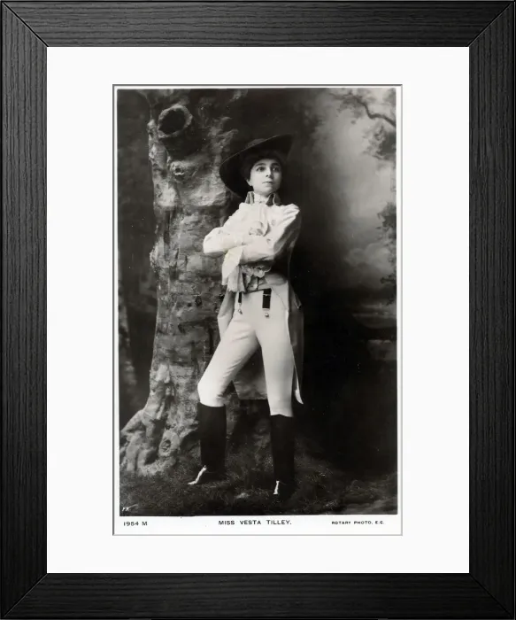 Framed Print : Vesta Tilley music hall male impersonator 1864-1952 Framed Print : Vesta Tilley music hall male impersonator 1864-1952