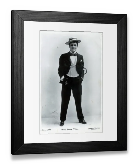 Framed Print : Vesta Tilley music hall male impersonator 1864-1952 Framed Print : Vesta Tilley music hall male impersonator 1864-1952