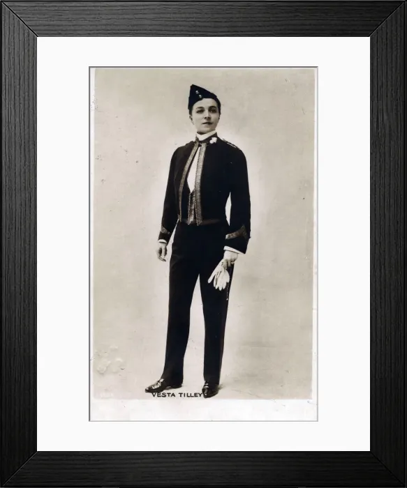 Framed Print : Vesta Tilley music hall male impersonator 1864-1952 Framed Print : Vesta Tilley music hall male impersonator 1864-1952