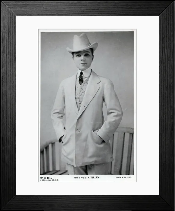 Framed Print : Vesta Tilley music hall male impersonator 1864-1952 Framed Print : Vesta Tilley music hall male impersonator 1864-1952
