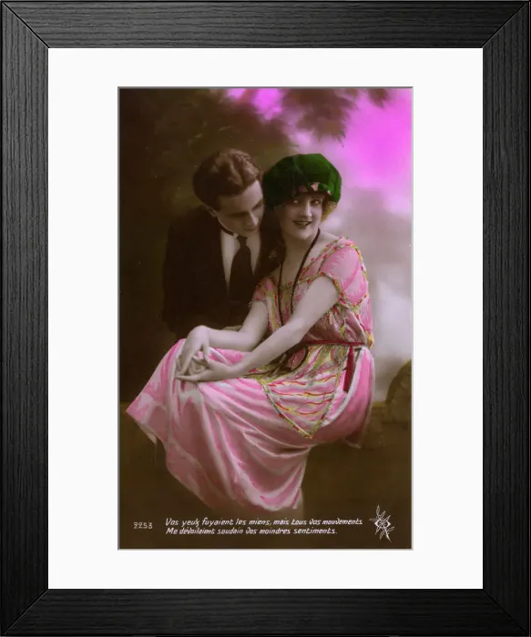 Framed Print : Kitsch French romantic postcard Framed Print : Kitsch French romantic postcard