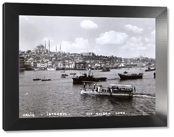 Istanbul, Turkey - over Bosphorus toward Suleimaniye Mosque