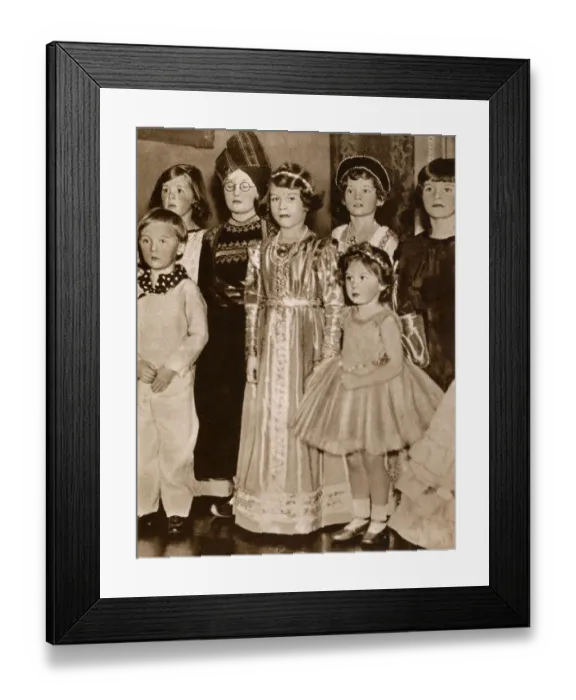 Framed Print : Princess Elizabeth and Princess Margaret - Fancy Dress Dance Framed Print : Princess Elizabeth and Princess Margaret - Fancy Dress Dance