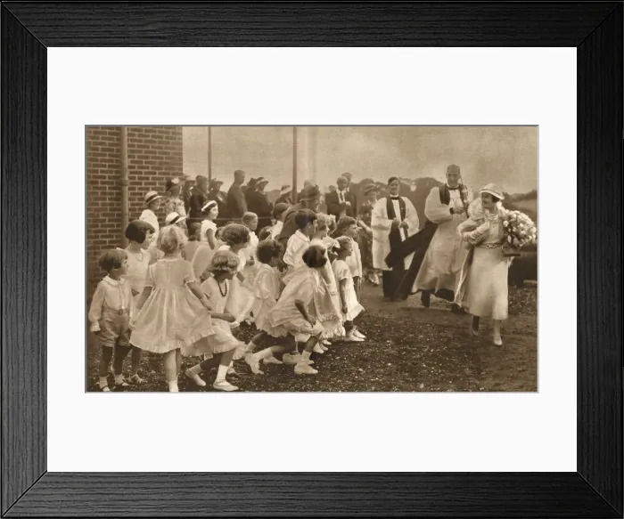 Framed Print : Children curtseying to Duchess of York - Hospital at Welwyn Framed Print : Children curtseying to Duchess of York - Hospital at Welwyn