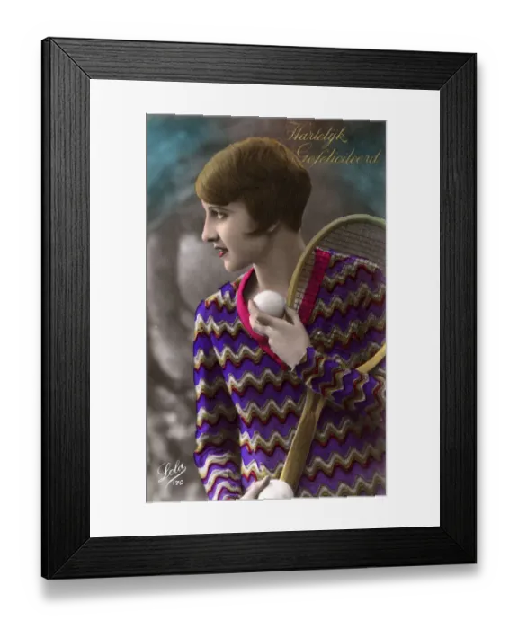 Framed Print : Happy Birthday Greetings card - Dutch - Tennis Player Framed Print : Happy Birthday Greetings card - Dutch - Tennis Player