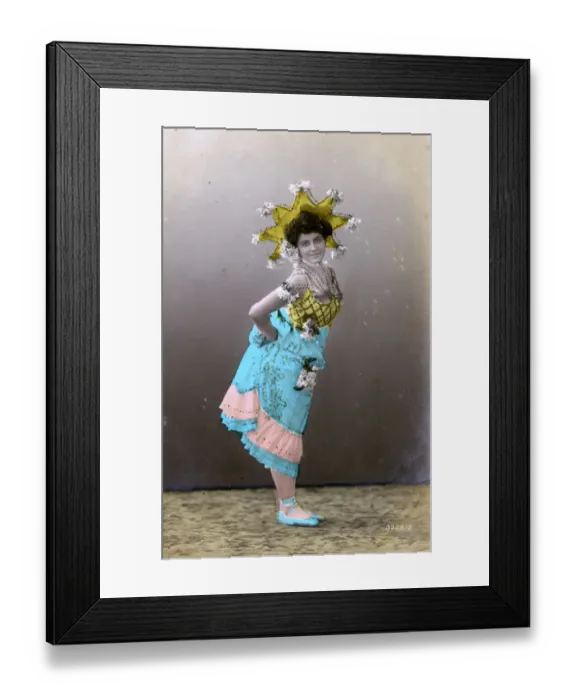 Framed Print : Fun card series of a British dancer in a wide-skirt costume Framed Print : Fun card series of a British dancer in a wide-skirt costume