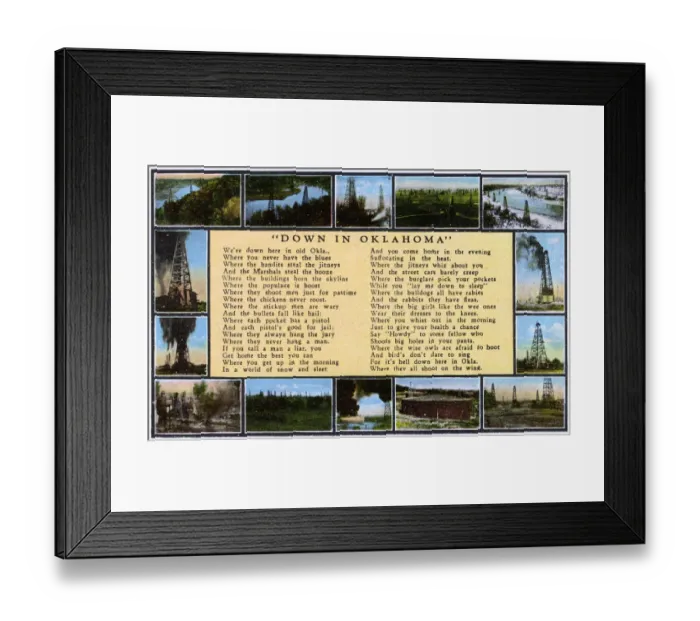 Framed Print : State of Oklahoma, USA - Poem Down in Oklahoma Framed Print : State of Oklahoma, USA - Poem Down in Oklahoma