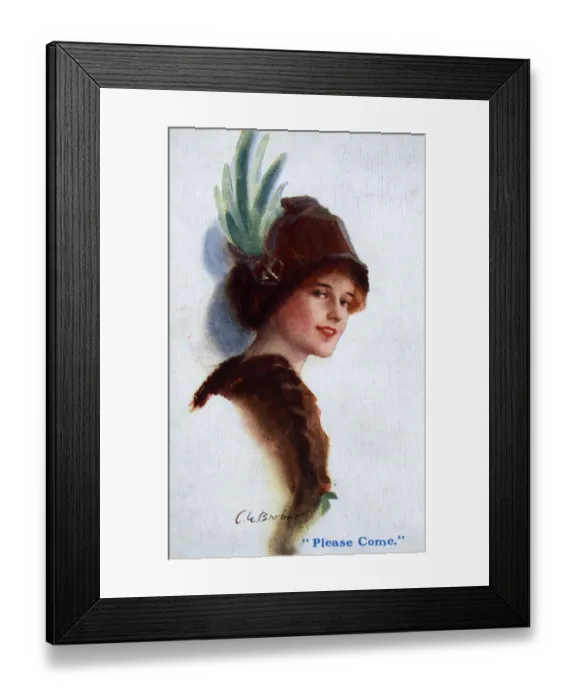 Framed Print : Stylish French Girl in revealing negligee with hand mirror Framed Print : Stylish French Girl in revealing negligee with hand mirror