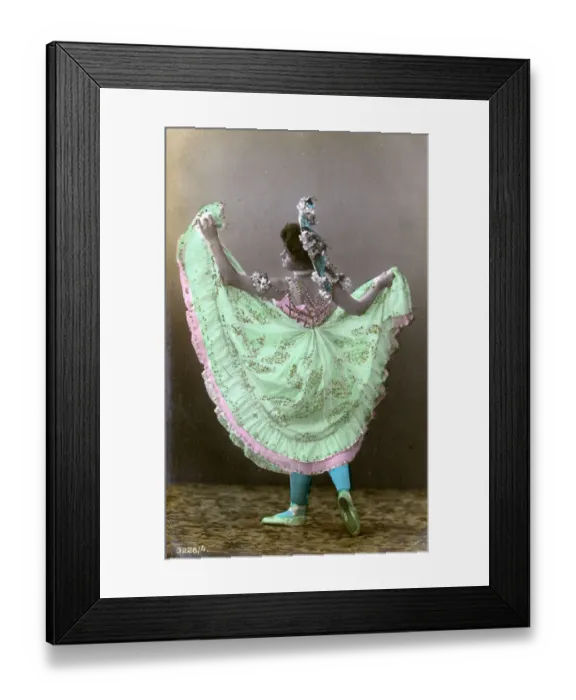 Framed Print : Fun card series of a British dancer in a wide-skirt costume Framed Print : Fun card series of a British dancer in a wide-skirt costume