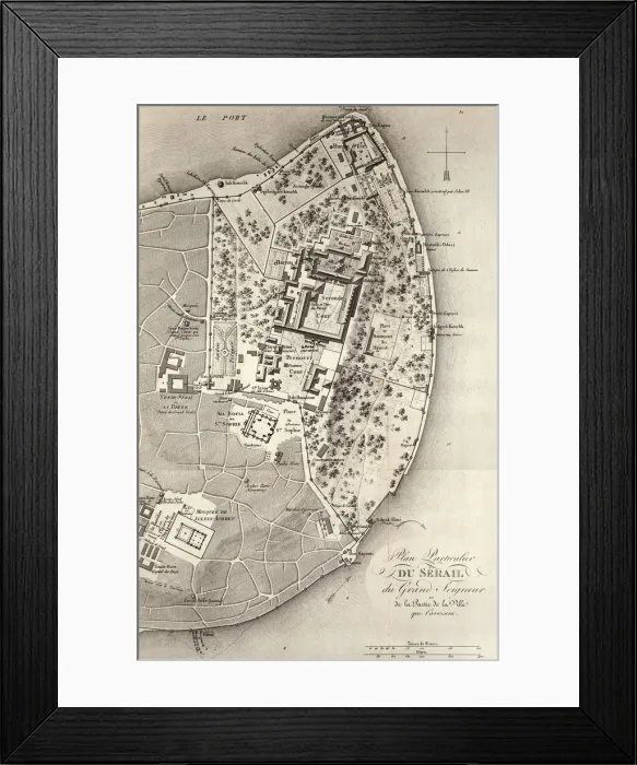 Framed Print : Map of the Seraglio Point, Istanbul, Turkey Framed Print : Map of the Seraglio Point, Istanbul, Turkey