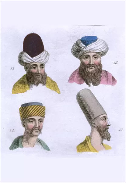 The heads of Four Middle Eastern Men