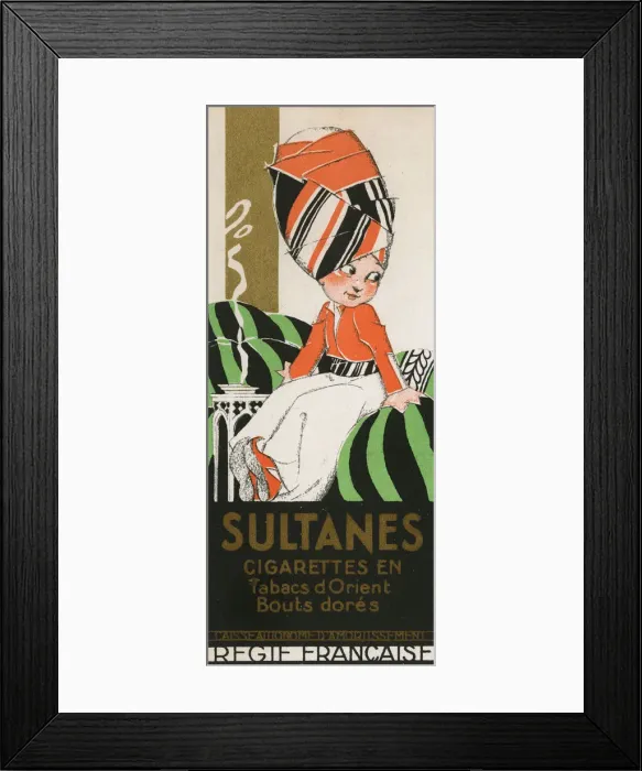 Framed Print : Trade Card for Sultanes Cigarettes Framed Print : Trade Card for Sultanes Cigarettes
