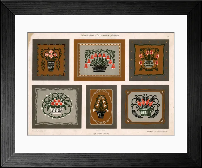 Framed Print : Art Deco Decorative inserts (baskets) by Otto Lange Framed Print : Art Deco Decorative inserts (baskets) by Otto Lange