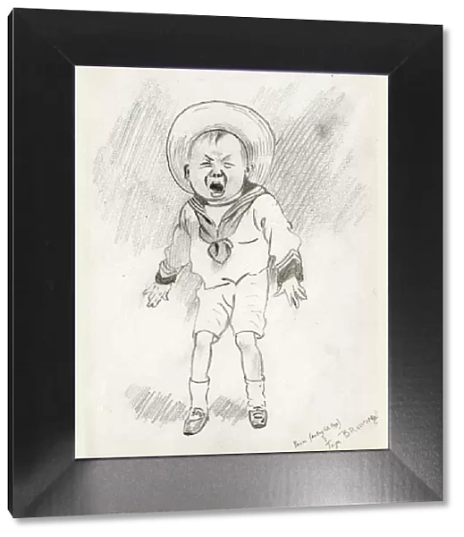 Preparatory sketch by Tom Browne - Pain - screaming boy