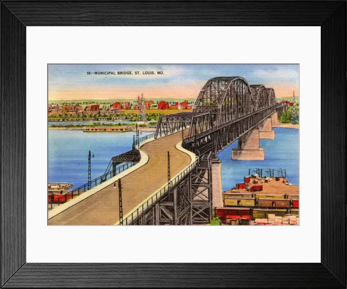 Framed Print : USA - St. Louis, Missouri - Municipal Bridge Framed Print : USA - St. Louis, Missouri - Municipal Bridge
