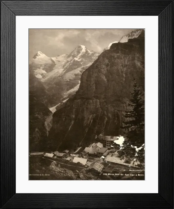 Framed Print : View looking down on the Murren Hotel, Switzerland Framed Print : View looking down on the Murren Hotel, Switzerland