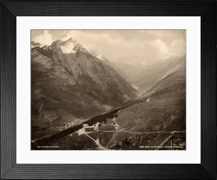Framed Print : Riffelalp Hotel and the road to Zermatt and Gornergrat Framed Print : Riffelalp Hotel and the road to Zermatt and Gornergrat