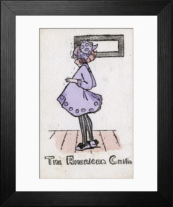 Framed Print : The American Child - Young girl in purple dress Framed Print : The American Child - Young girl in purple dress