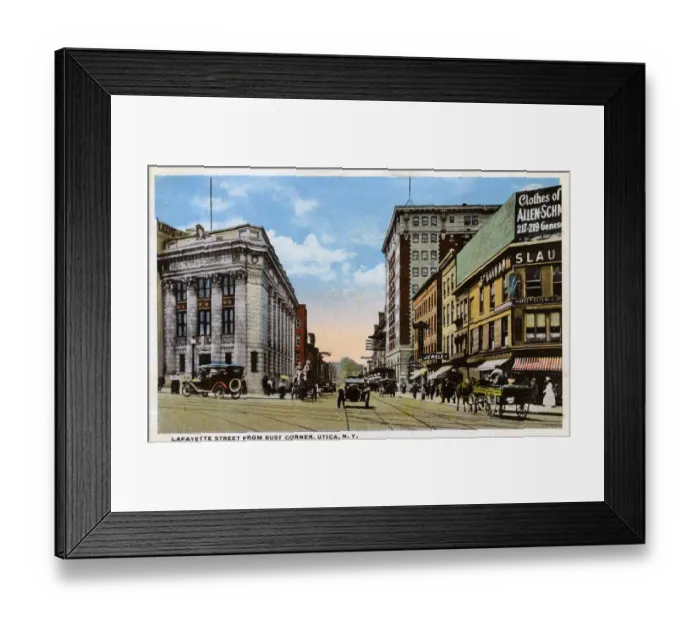 Framed Print : Lafayette Street from Busy Corner, Utica, NY State, USA Framed Print : Lafayette Street from Busy Corner, Utica, NY State, USA