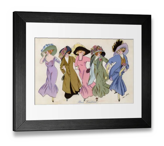 Framed Print : Five stylish ladies of the Place Vendome, Paris, France Framed Print : Five stylish ladies of the Place Vendome, Paris, France
