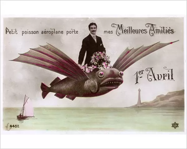 French April Fools Card - Flying Fish Aeroplane