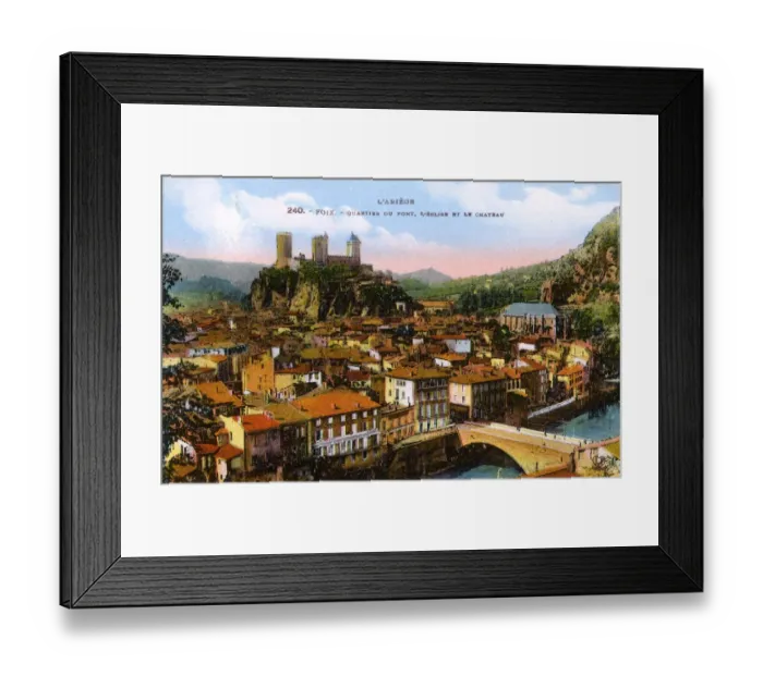 Framed Print : Foix, L Ariege, France, Bridge Quarter, Church and Castle Framed Print : Foix, L Ariege, France, Bridge Quarter, Church and Castle