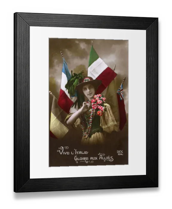 Framed Print : WW1 Propaganda - Vive L Italie - Gloire aux Allies Framed Print : WW1 Propaganda - Vive L Italie - Gloire aux Allies
