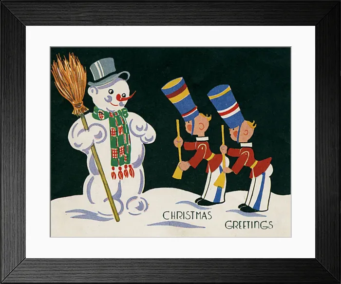 Framed Print : Christmas Greetings card - Snowman and Toy Soldiers Framed Print : Christmas Greetings card - Snowman and Toy Soldiers