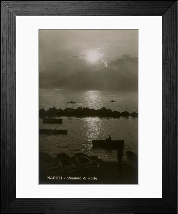Framed Print : Naples, Italy - View toward Vesuvius in strong moonlight Framed Print : Naples, Italy - View toward Vesuvius in strong moonlight
