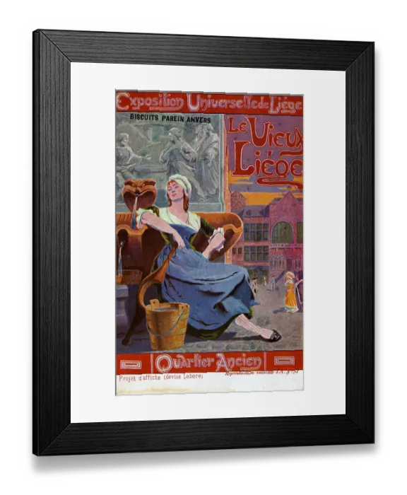 Framed Print : Liege Exhibition - A scene of life in Old Liege, Belgium