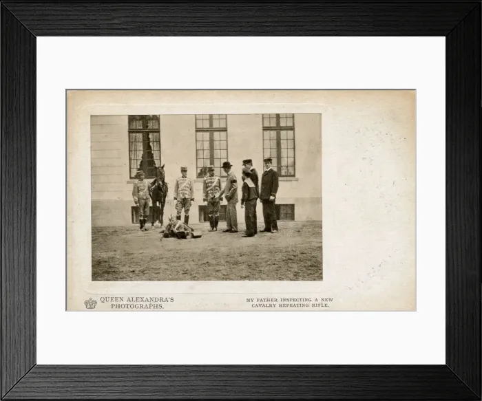 Framed Print : King Christian IX inspecting a new cavalry repeating rifle Framed Print : King Christian IX inspecting a new cavalry repeating rifle