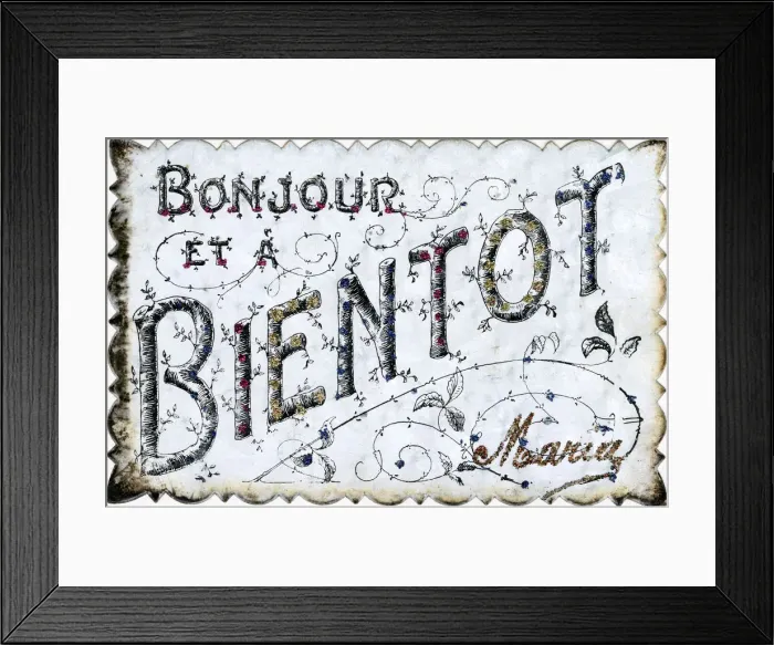 Framed Print : Hello and Goodbye - Belgian Postcard Framed Print : Hello and Goodbye - Belgian Postcard