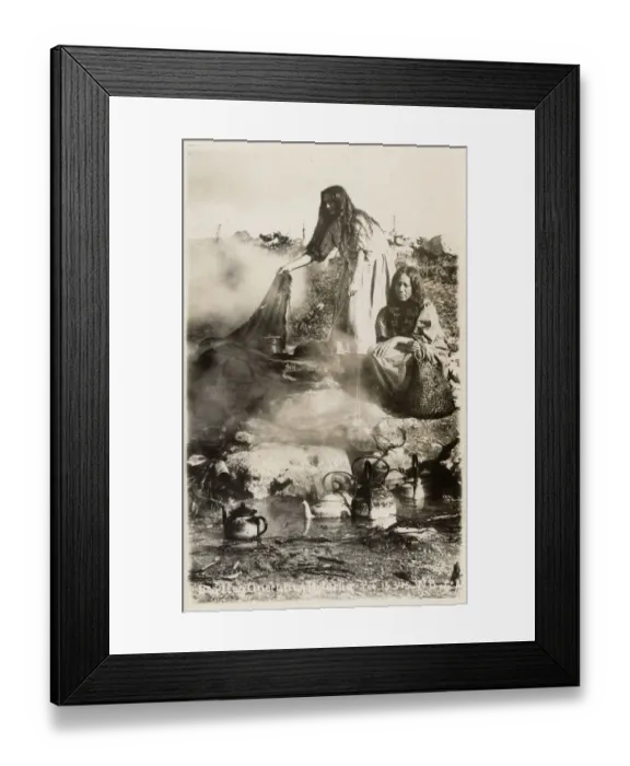 Framed Print : Maori Women Boiling water in a hot pool - Rotorua Framed Print : Maori Women Boiling water in a hot pool - Rotorua