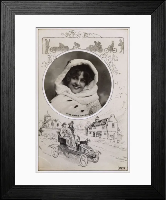 Framed Print : Inset circular portrait photograph of Miss Marie Studholme Framed Print : Inset circular portrait photograph of Miss Marie Studholme