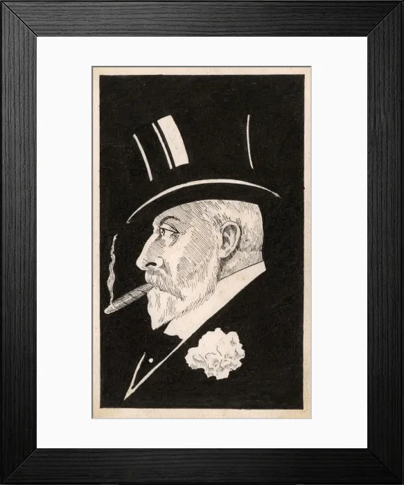 Framed Print : Hand-drawn postcard of King Edward VII in profile Framed Print : Hand-drawn postcard of King Edward VII in profile