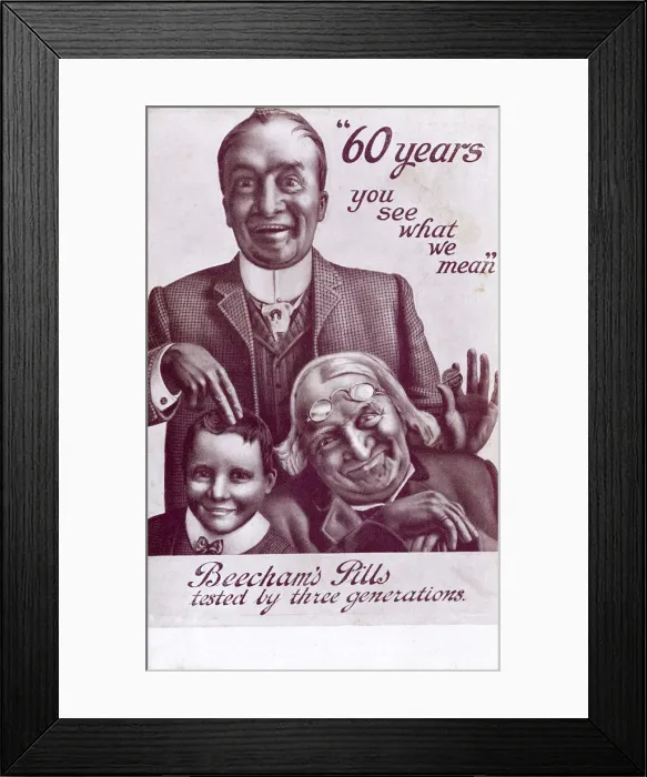 Framed Print : Advertising Promotional postcard for Beechams Pills Framed Print : Advertising Promotional postcard for Beechams Pills